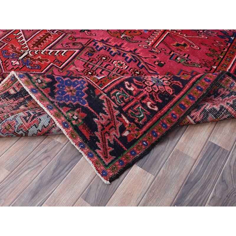 Shahbanu Rugs Pale Violet Red Old Persian Heriz Good Condition Pure